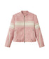 Color Block Faux Leather Jacket
